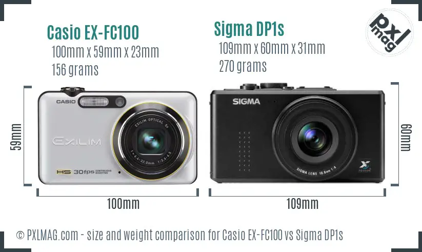 Casio EX-FC100 vs Sigma DP1s size comparison