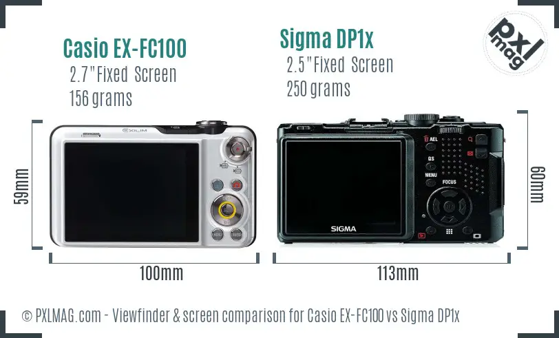 Casio EX-FC100 vs Sigma DP1x Screen and Viewfinder comparison