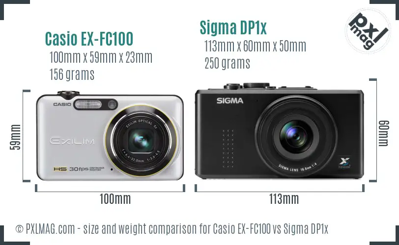 Casio EX-FC100 vs Sigma DP1x size comparison