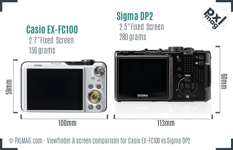 Casio EX-FC100 vs Sigma DP2 Screen and Viewfinder comparison