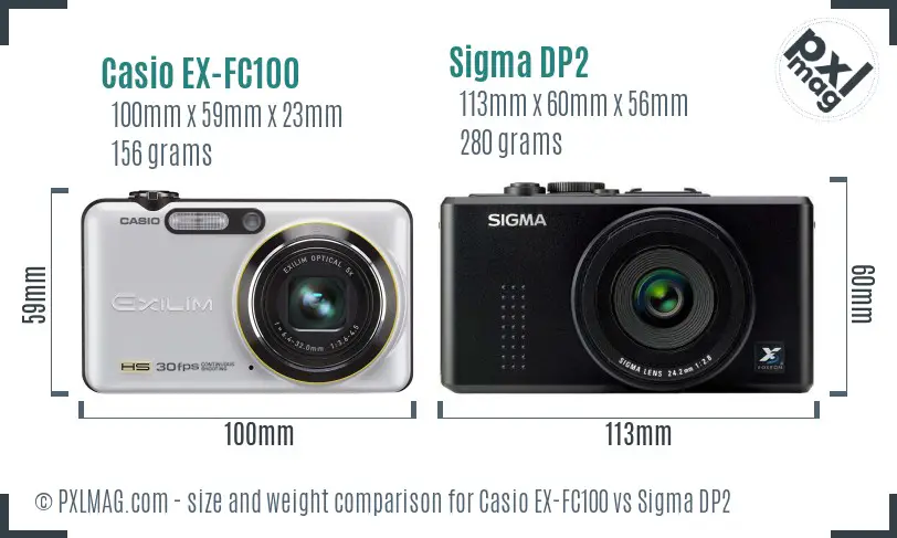 Casio EX-FC100 vs Sigma DP2 size comparison