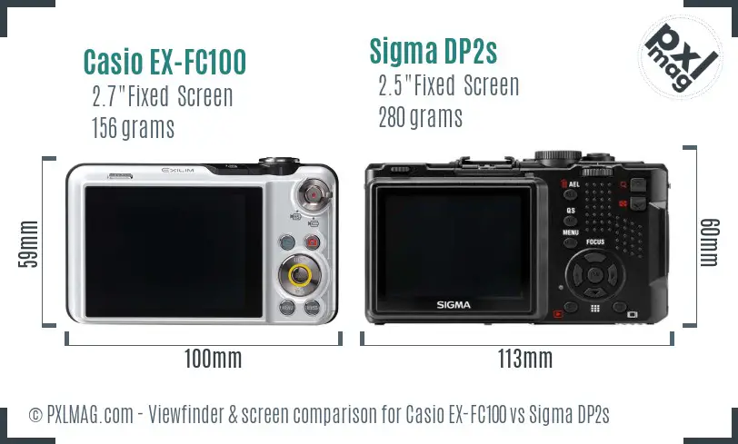 Casio EX-FC100 vs Sigma DP2s Screen and Viewfinder comparison