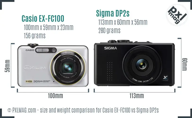 Casio EX-FC100 vs Sigma DP2s size comparison