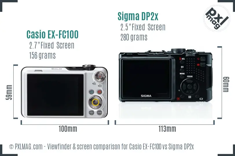 Casio EX-FC100 vs Sigma DP2x Screen and Viewfinder comparison