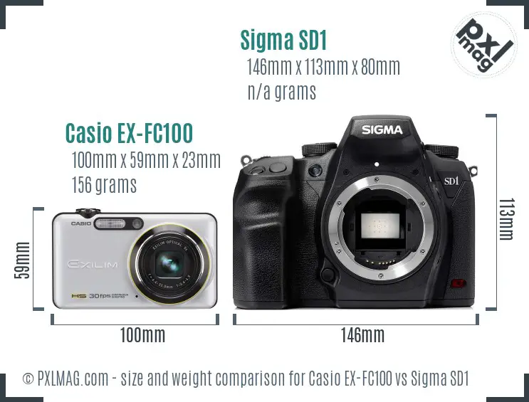 Casio EX-FC100 vs Sigma SD1 size comparison