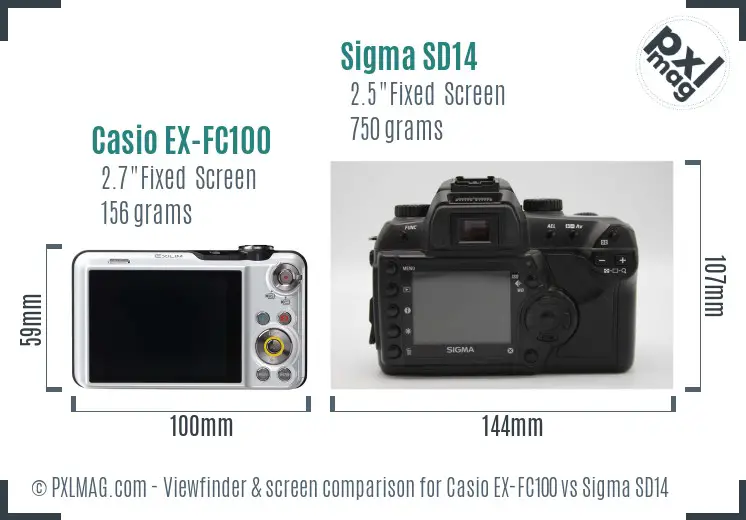 Casio EX-FC100 vs Sigma SD14 Screen and Viewfinder comparison