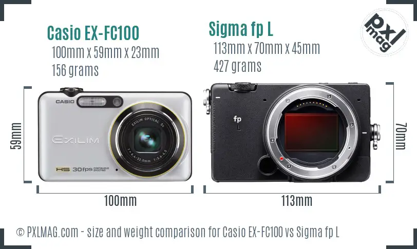 Casio EX-FC100 vs Sigma fp L size comparison