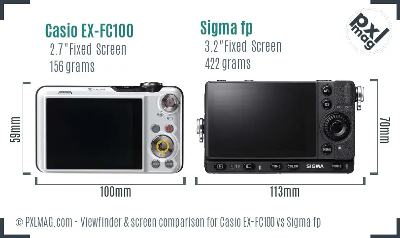 Casio EX-FC100 vs Sigma fp Screen and Viewfinder comparison