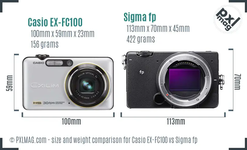 Casio EX-FC100 vs Sigma fp size comparison