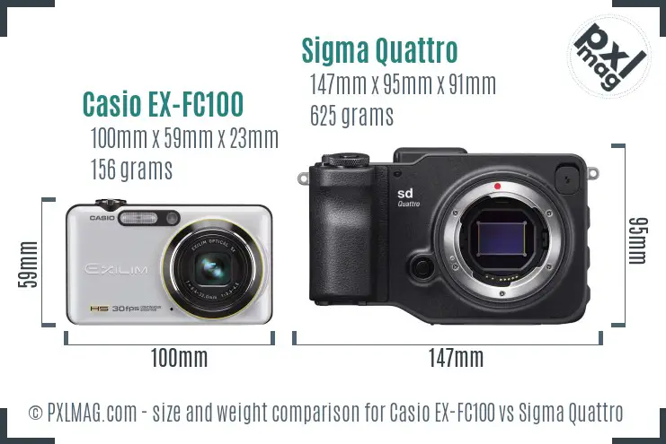 Casio EX-FC100 vs Sigma Quattro size comparison