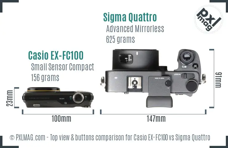 Casio EX-FC100 vs Sigma Quattro top view buttons comparison