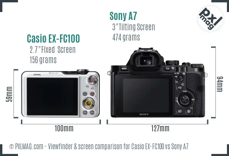 Casio EX-FC100 vs Sony A7 Screen and Viewfinder comparison
