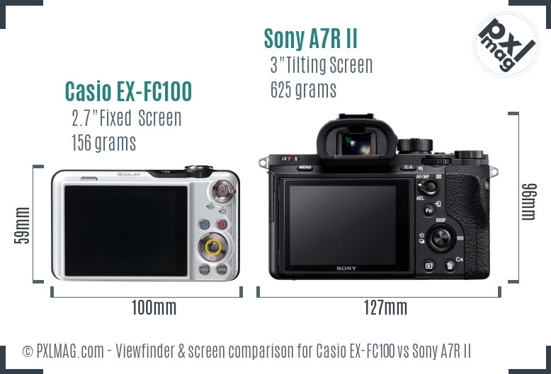 Casio EX-FC100 vs Sony A7R II Screen and Viewfinder comparison