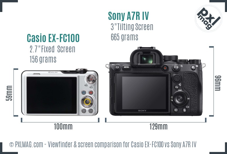 Casio EX-FC100 vs Sony A7R IV Screen and Viewfinder comparison