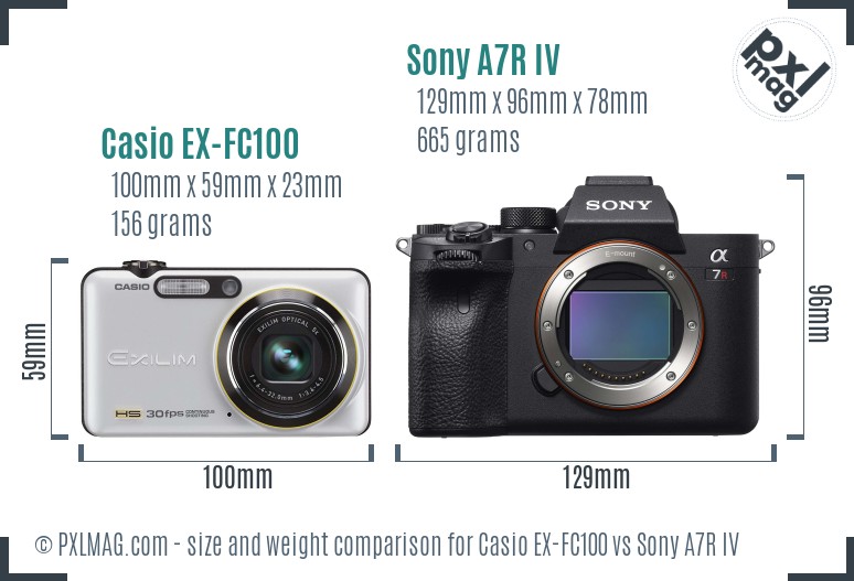 Casio EX-FC100 vs Sony A7R IV size comparison