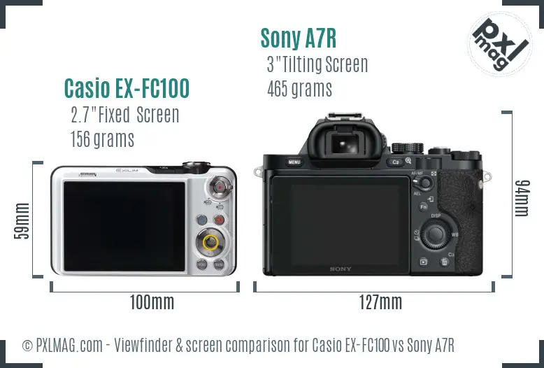 Casio EX-FC100 vs Sony A7R Screen and Viewfinder comparison