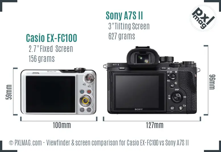 Casio EX-FC100 vs Sony A7S II Screen and Viewfinder comparison