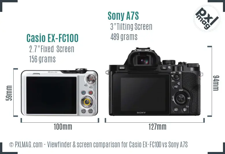 Casio EX-FC100 vs Sony A7S Screen and Viewfinder comparison