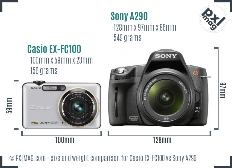 Casio EX-FC100 vs Sony A290 size comparison