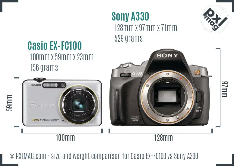 Casio EX-FC100 vs Sony A330 size comparison