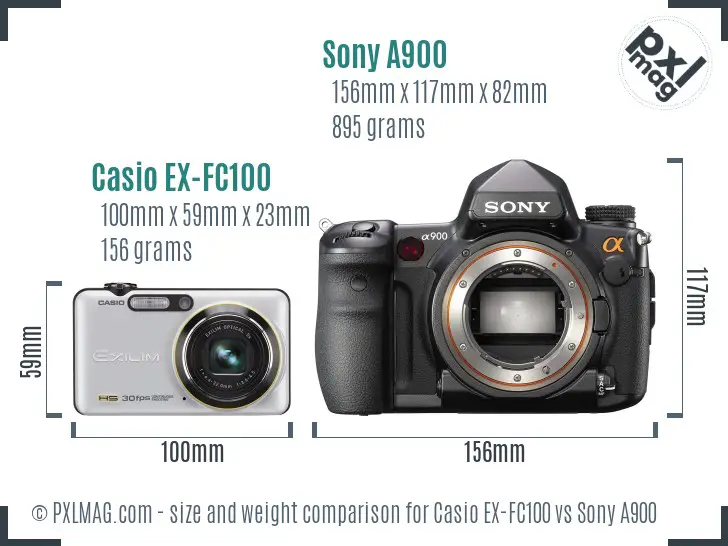 Casio EX-FC100 vs Sony A900 size comparison Casio EX-FC100 vs Sony A900 size comparison
