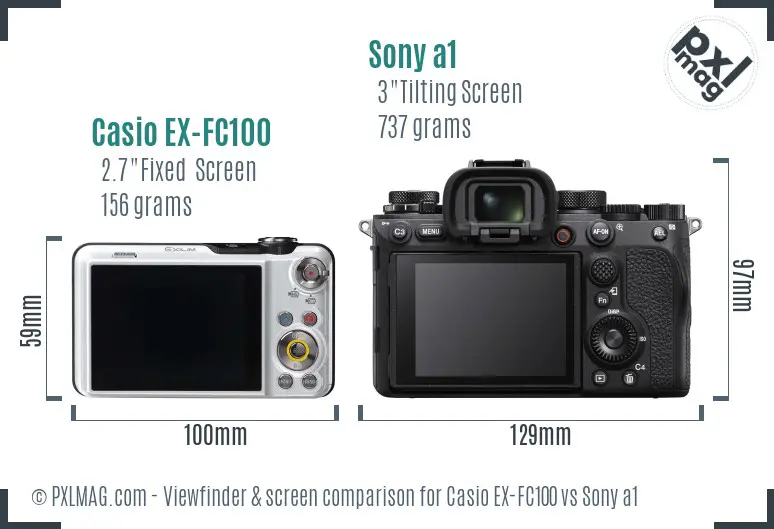 Casio EX-FC100 vs Sony a1 Screen and Viewfinder comparison