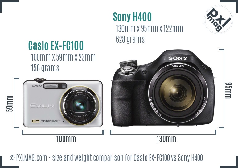 Casio EX-FC100 vs Sony H400 size comparison Casio EX-FC100 vs Sony H400 size comparison