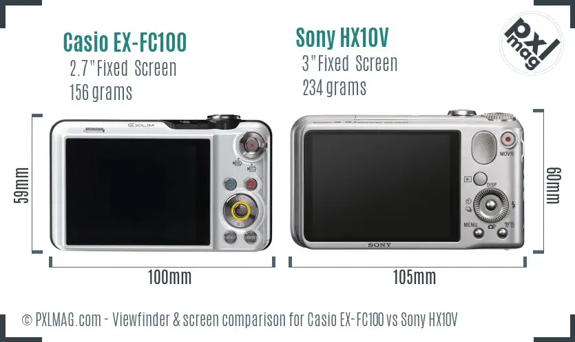 Casio EX-FC100 vs Sony HX10V Screen and Viewfinder comparison Casio EX-FC100 vs Sony HX10V Screen and Viewfinder comparison