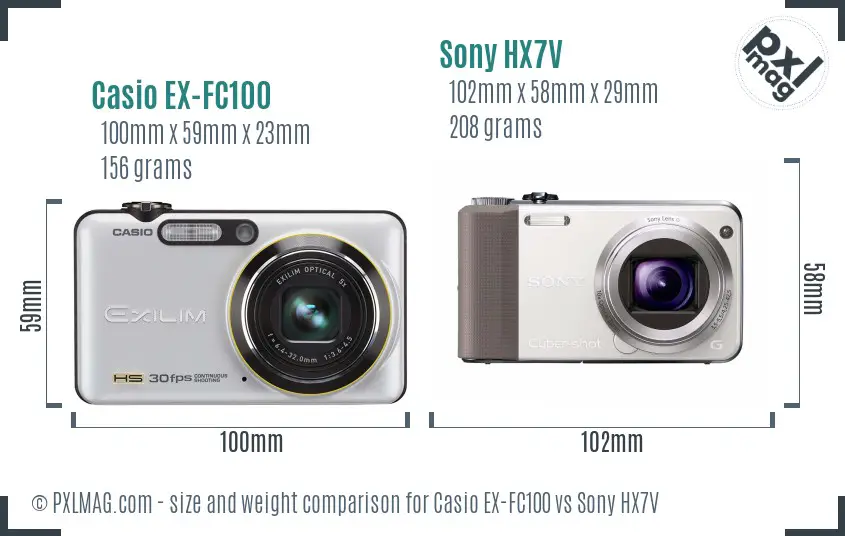 Casio EX-FC100 vs Sony HX7V size comparison Casio EX-FC100 vs Sony HX7V size comparison