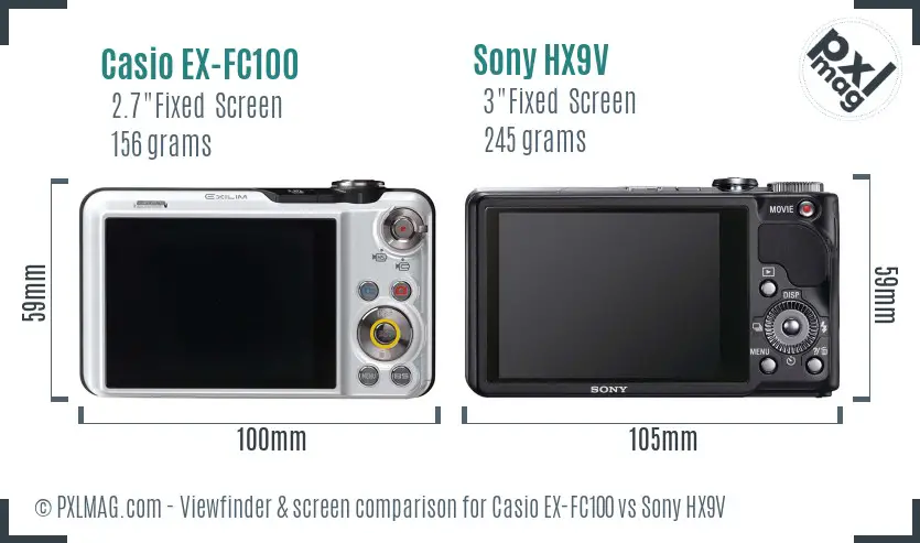 Casio EX-FC100 vs Sony HX9V Screen and Viewfinder comparison Casio EX-FC100 vs Sony HX9V Screen and Viewfinder comparison