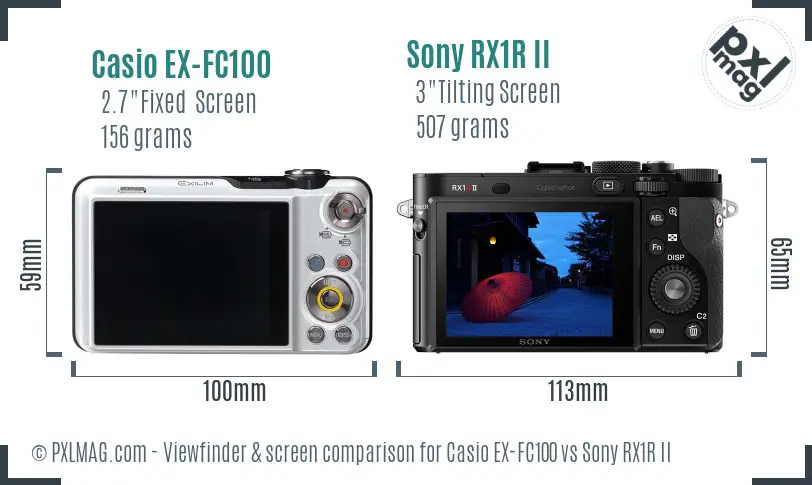 Casio EX-FC100 vs Sony RX1R II Screen and Viewfinder comparison Casio EX-FC100 vs Sony RX1R II Screen and Viewfinder comparison