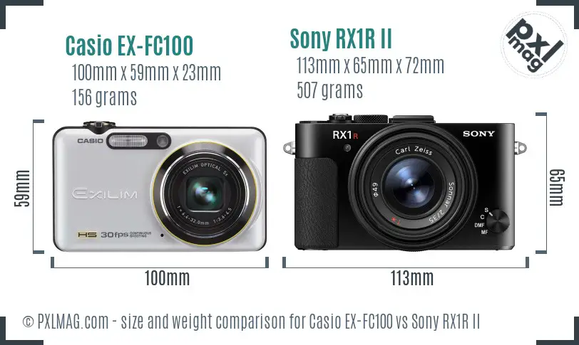 Casio EX-FC100 vs Sony RX1R II size comparison Casio EX-FC100 vs Sony RX1R II size comparison
