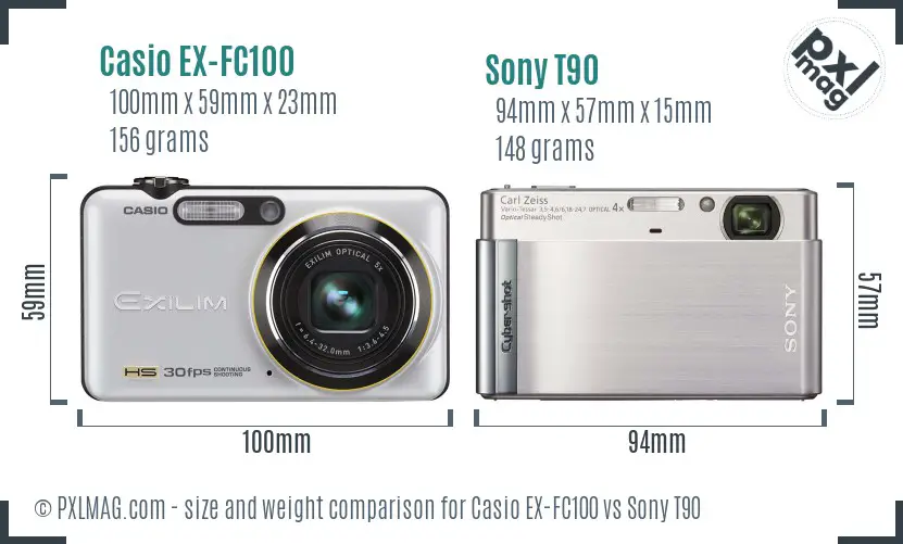 Casio EX-FC100 vs Sony T90 size comparison Casio EX-FC100 vs Sony T90 size comparison