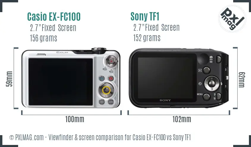 Casio EX-FC100 vs Sony TF1 Screen and Viewfinder comparison