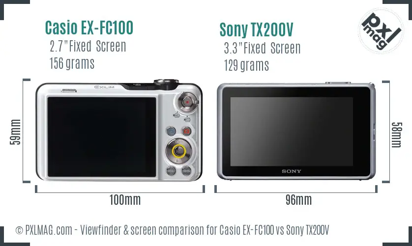 Casio EX-FC100 vs Sony TX200V Screen and Viewfinder comparison Casio EX-FC100 vs Sony TX200V Screen and Viewfinder comparison