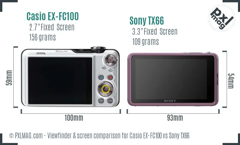 Casio EX-FC100 vs Sony TX66 Screen and Viewfinder comparison Casio EX-FC100 vs Sony TX66 Screen and Viewfinder comparison