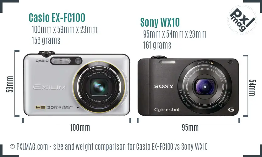 Casio EX-FC100 vs Sony WX10 size comparison Casio EX-FC100 vs Sony WX10 size comparison