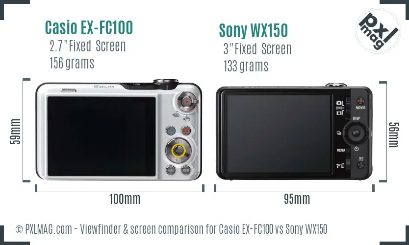 Casio EX-FC100 vs Sony WX150 Screen and Viewfinder comparison Casio EX-FC100 vs Sony WX150 Screen and Viewfinder comparison