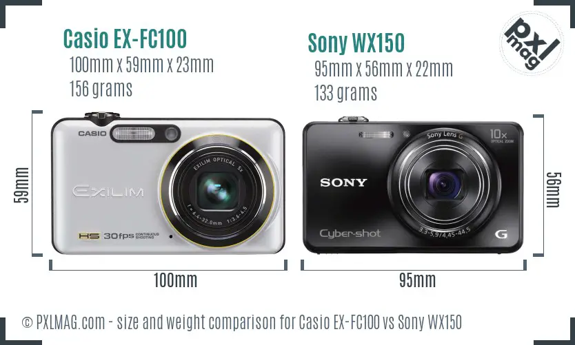 Casio EX-FC100 vs Sony WX150 size comparison Casio EX-FC100 vs Sony WX150 size comparison