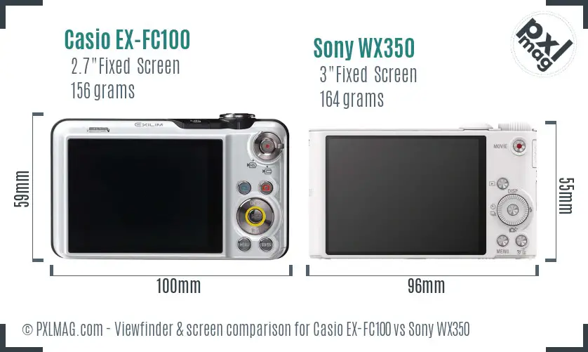 Casio EX-FC100 vs Sony WX350 Screen and Viewfinder comparison Casio EX-FC100 vs Sony WX350 Screen and Viewfinder comparison