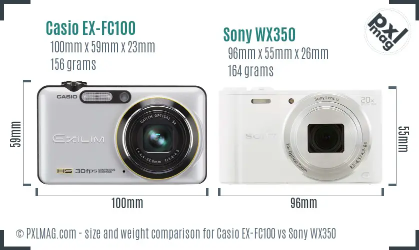 Casio EX-FC100 vs Sony WX350 size comparison Casio EX-FC100 vs Sony WX350 size comparison