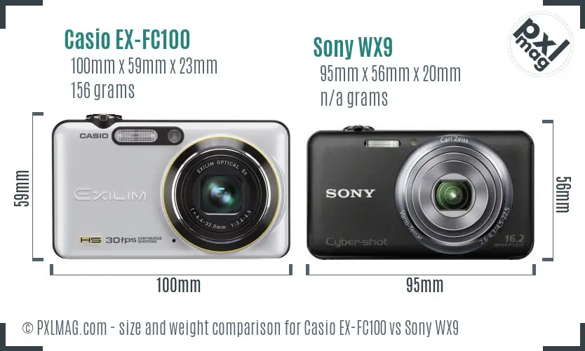 Casio EX-FC100 vs Sony WX9 size comparison