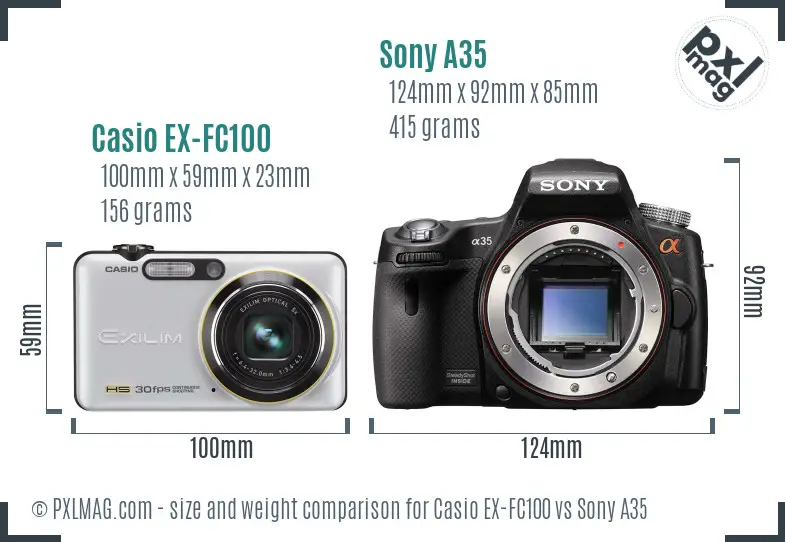 Casio EX-FC100 vs Sony A35 size comparison Casio EX-FC100 vs Sony A35 size comparison