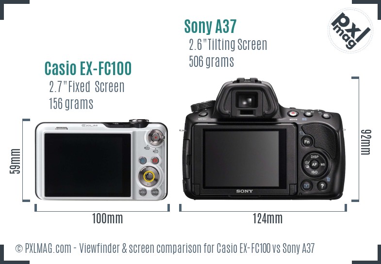 Casio EX-FC100 vs Sony A37 Screen and Viewfinder comparison