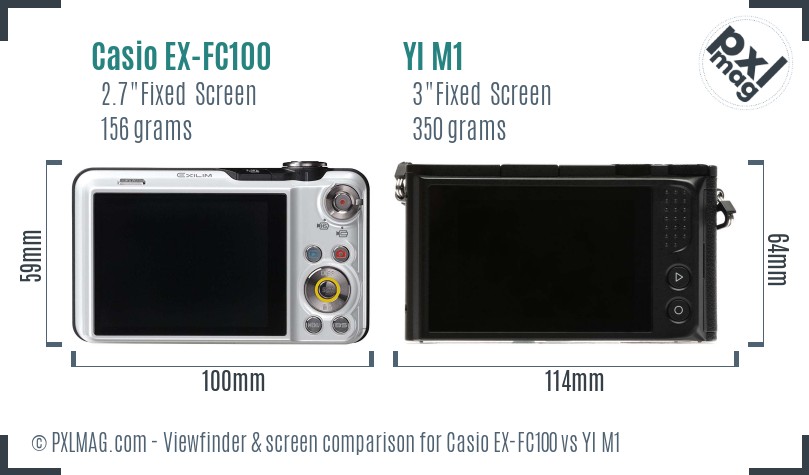 Casio EX-FC100 vs YI M1 Screen and Viewfinder comparison