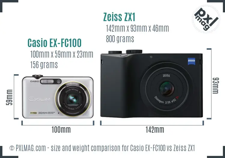 Casio EX-FC100 vs Zeiss ZX1 size comparison