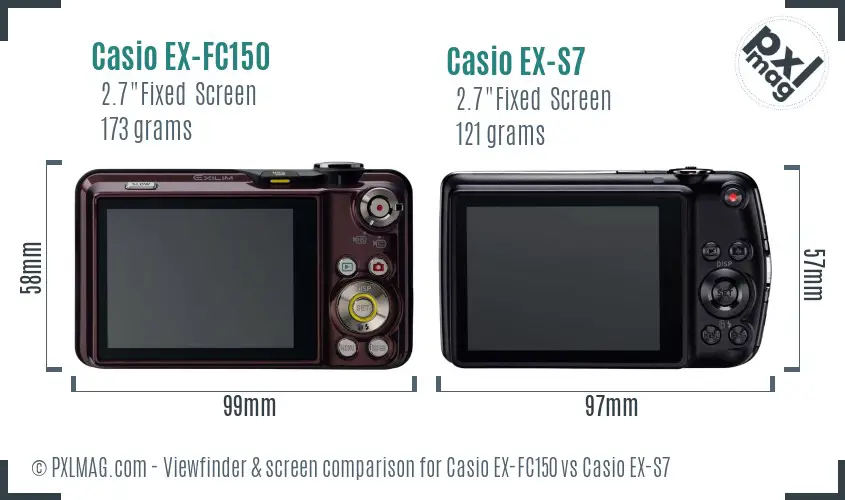 Casio EX-FC150 vs Casio EX-S7 Screen and Viewfinder comparison