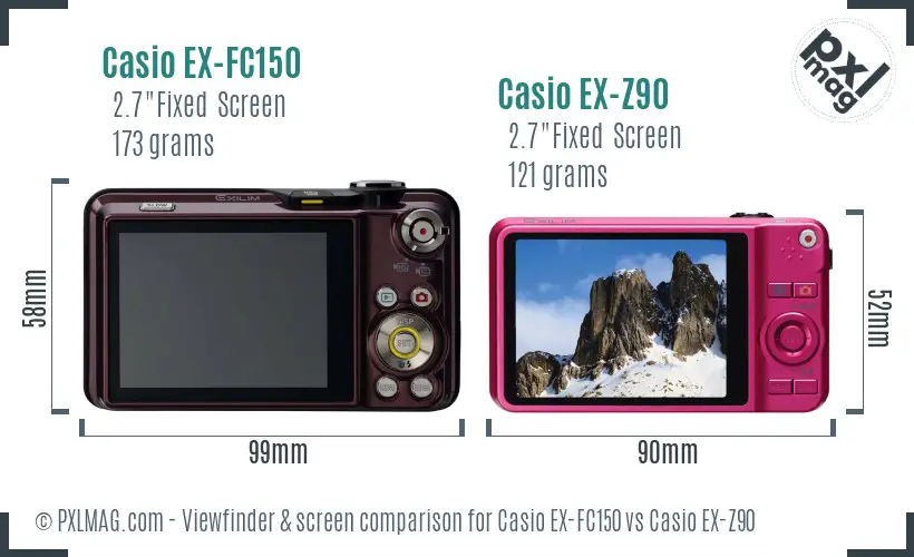 Casio EX-FC150 vs Casio EX-Z90 Screen and Viewfinder comparison