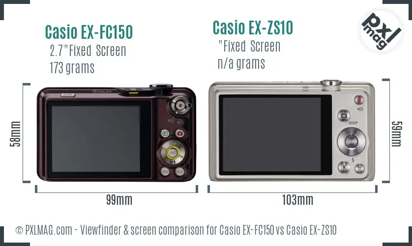 Casio EX-FC150 vs Casio EX-ZS10 Screen and Viewfinder comparison