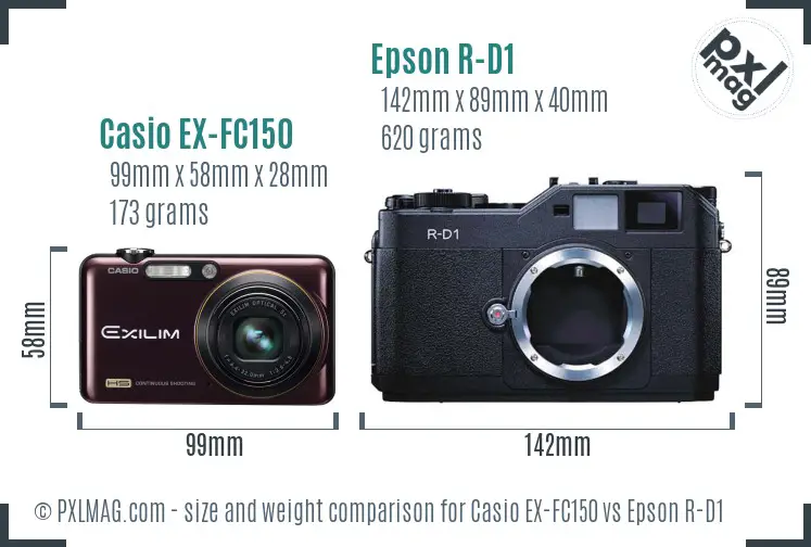 Casio EX-FC150 vs Epson R-D1 size comparison Casio EX-FC150 vs Epson R-D1 size comparison